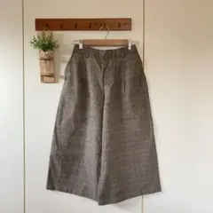 美品　スタディオクリップ　ワイドパンツ　チェック　千鳥格子　ウエスト調整紐付き