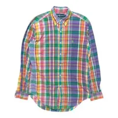 ラルフローレン コットン マドラスチェック柄 長袖シャツ BDシャツ 古着