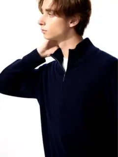 カシミヤハーフジップセーター カラー: 69 NAVY