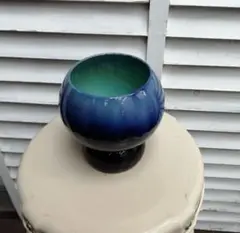 青　ガラス　フラワーベース　鉢カバー