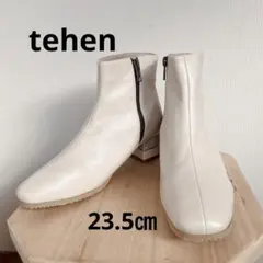 tehen レディース　ショートブーツ　23.5㎝　アイボリー　ヒール4㎝