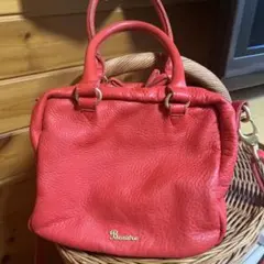 BEAU'RE ビュレ 本革 レザー 2wayハンドバッグ ショルダーバッグ 赤