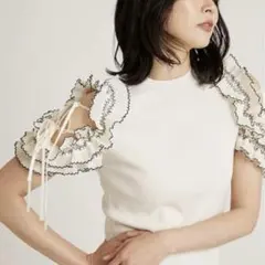 新品未使用タグ付き snidel ダブルフリルバイカラーニットプルオーバー