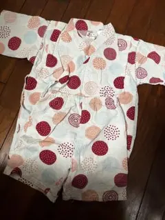 子供用 甚平 円形模様 赤青