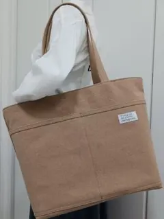 倉敷帆布ハンドメイドト－トバック大きめ肩がけポケットいっぱい☆ベ－ジュ