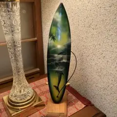 【美品】ハワイアン 3Dアート ミニチュアサーフボード スタンド付き全長約38㌢
