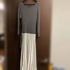 JUSGLITTY グレー ニットワンピース 長袖