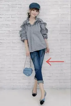 アンドラブクローゼット　りぼん刺繍ストレッチデニム