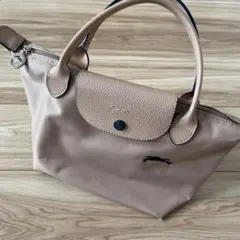 ロンシャン　ピンクベージュ ナイロントートバッグ