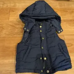 petit main フード付きダウンベスト S ネイビー