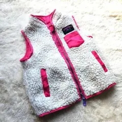 ❣️【110cm】BLANCFEUILLE フリースベスト ホワイト/ピンク