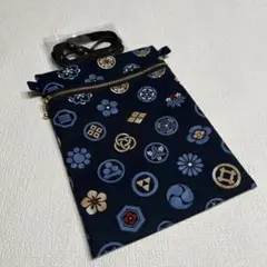 No.112 お祭りポシェット（家紋　紺）/ハンドメイド