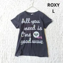 【ロキシー】ROXY 半袖Tシャツ　メッセージプリント　ブラック　サーフ　Lのサムネイル