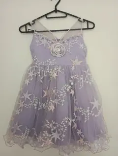 【美品】ラベンダー 星柄刺繍ドレス 120　発表会　女の子