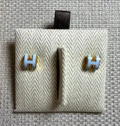 希少☆ミニポップH☆HERMES エルメス ピアス ホワイト PG金具 ポップH