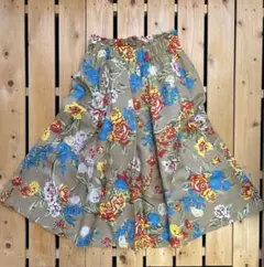 レトロ　花柄　フレアスカート　ミディアム丈　上品　美品　値下げ！