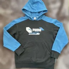 PUMA フード付きパーカー 青/黒