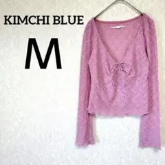 一点物✨KIMCHI BLUE【Ｍ】ピンク レース リボン Vネック トップス