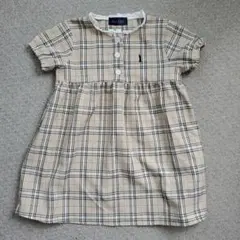 EAST BOY ベージュ チェック柄 半袖ワンピース 110
