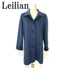 レリアン チェスターコート ロング カシミヤ 裏地チェック 紺 ９ B2043