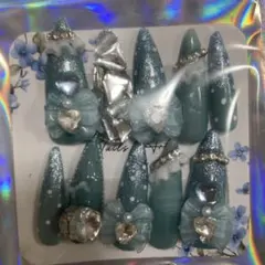 水色ワンホンネイルチップ　量産型　地雷系　ワンホン　水色　ネイルチップ　綺麗