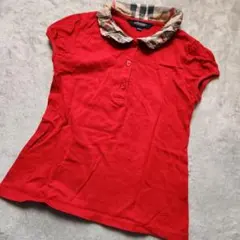 BURBERRY 赤 Tシャツ 130A チェック襟