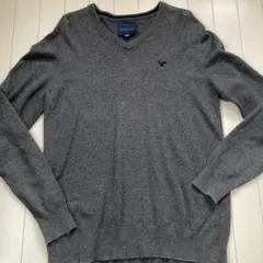 値下げアメリカンイーグル☆長袖セーター　ニット　グレー　スクールセーターVネック