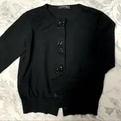 UNIVERVAL MUSEビーズ装飾付き黒長袖カーディガン