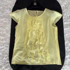 【美品】アナイ フリル ブラウス イエロー フレンチスリーブ 日本製 38