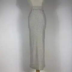 【Alma Design】リブニットロングスカートライトベージュ系 Mサイズ