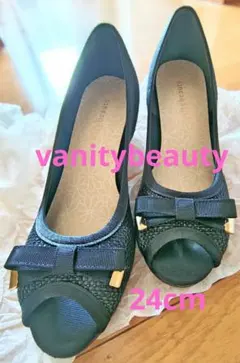 vanity beauty オープントゥパンプス 24cm ブラックのサムネイル