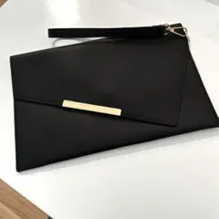 新品 クラッチバッグ 黒 ミニバッグ ブラック おしゃれ スリム 金 ゴールド