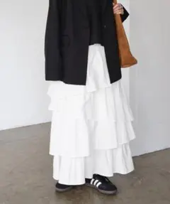 Freesia by andme ランダムフリルティアードロングスカート M