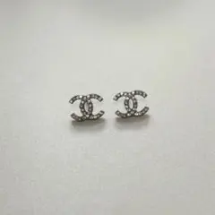 CHANEL シャネル ピアス CCロゴ ココマーク ストーン シルバー