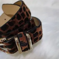 ベルト ブラウン ヒョウ柄 レオパード 高見え ファー ギャル Y2K 平成