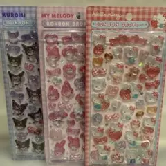 ボンボンドロップシール　サンリオ　クロミ　マイメロ　キティ　3シート