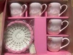 ティーカップセット ピンク 花柄 5個