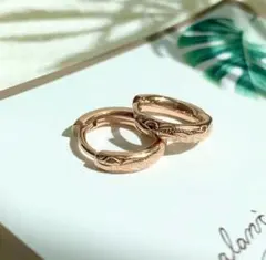 ハワイアンピアス　ゴールド 彫刻模様 ピアス(両耳用)