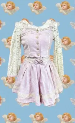 美品✨ LIZ LISA レースアップ フリル キャミワンピース ホワイト 量産