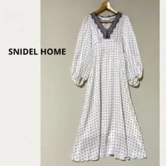 SNIDEL HOME バイカラーサテンロングワンピース ドット柄　フリー