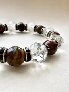 クリスタル × タイガーアイブレスレット