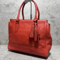 極美品✨️A4可 コーチ トートバッグ タッセル オールレザー 赤