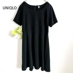 UNIQLO ユニクロ ストレッチワンピース フレア Aライン 切替 ブラック