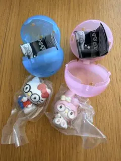 サンリオ　めがねっこちゃんフィギュア　2点セット　ハローキティ　マイメロディ