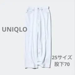 新品未使用 UNIQLO ワイドストレートジーンズ ライトブルー 25のサムネイル