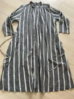 サニークラウズ　ストライプ ロングシャツ ワンピース　薄手ワンピ