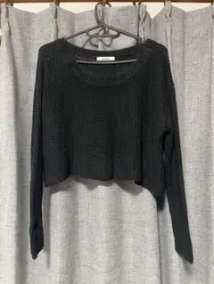 snidel ブラック クロップドニットセーター