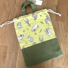 上靴袋　巾着バッグ　ハンドメイド　入園入学準備　動物柄　男の子　体操服袋