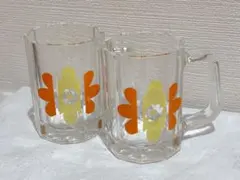 ■ 花柄ガラスカップ 2個セット