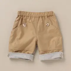 ベージュ×グレー ハーフパンツ ショートパンツ